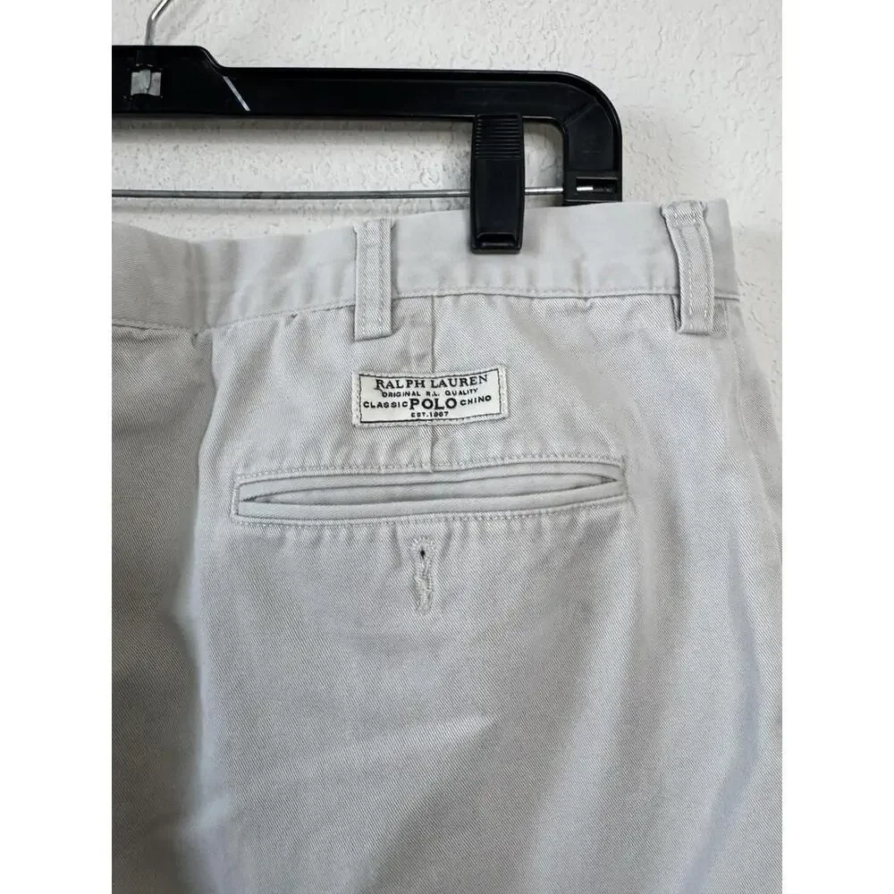 Polo Ralph‎ Lauren Pants Mens 38x32 Khaki Prospect Chino Flat Front Preppy Twill